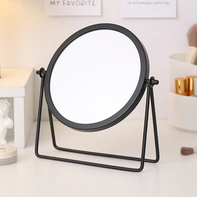 Black Rotating Tabletop Makeup Mirror - 360º Swivel Vanity