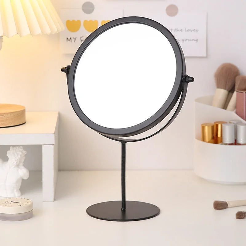 Black Rotating Tabletop Makeup Mirror - 360º Swivel Vanity