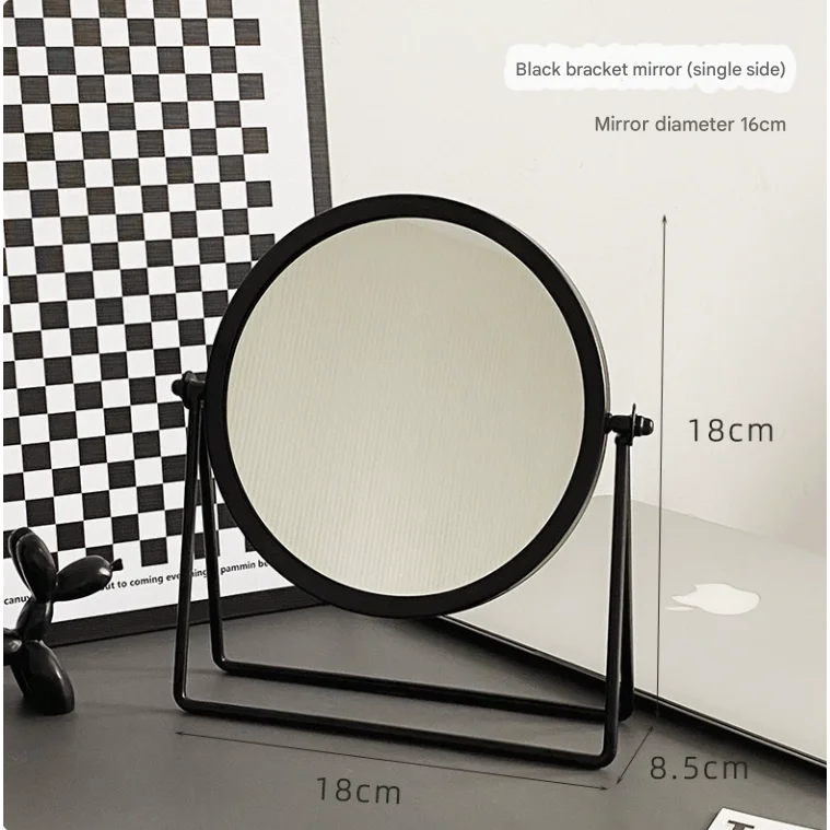 Black Rotating Tabletop Makeup Mirror - 360º Swivel Vanity