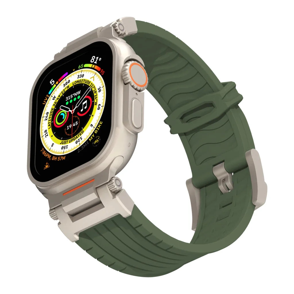 Black Rugged Tactical Silicone Strap for Apple Watch Ultra