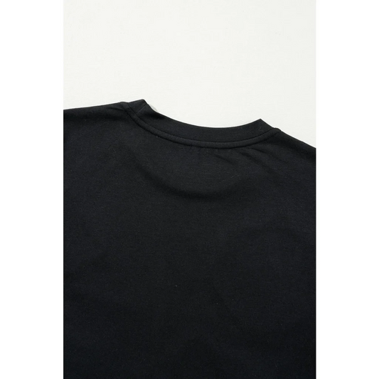 Black Sequin Christmas Essentials Graphic Crewneck T Shirt