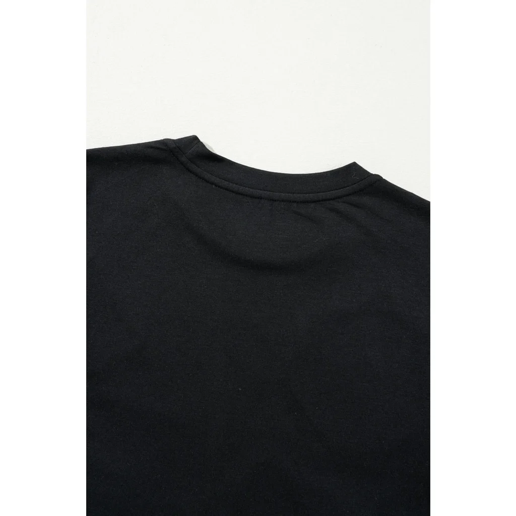 Black Sequin Christmas Essentials Graphic Crewneck T Shirt