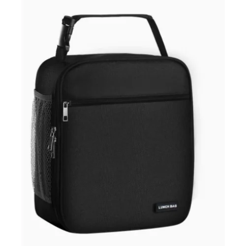 Black Set of 2 Handheld Insulated Lunch Bags for Food