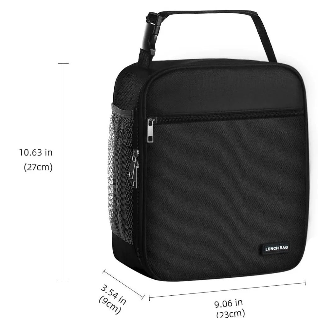Black Set of 2 Handheld Insulated Lunch Bags for Food