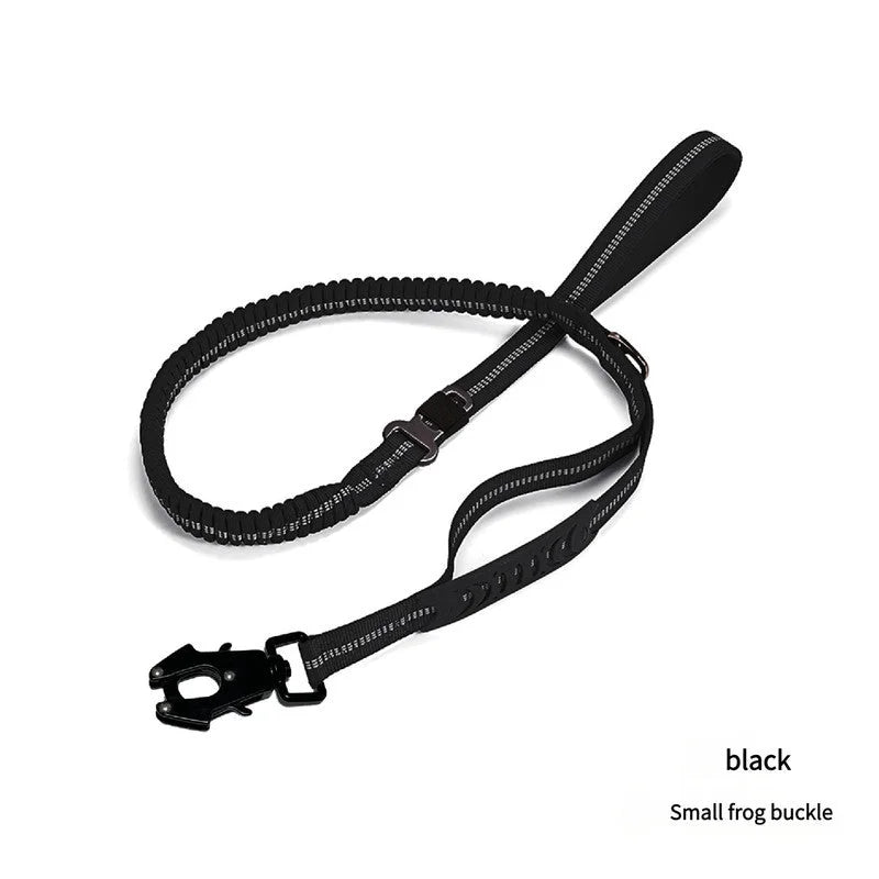 Black Shock Absorbing Dog Leash with Reflective Stitching