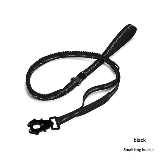 Black Shock Absorbing Dog Leash with Reflective Stitching