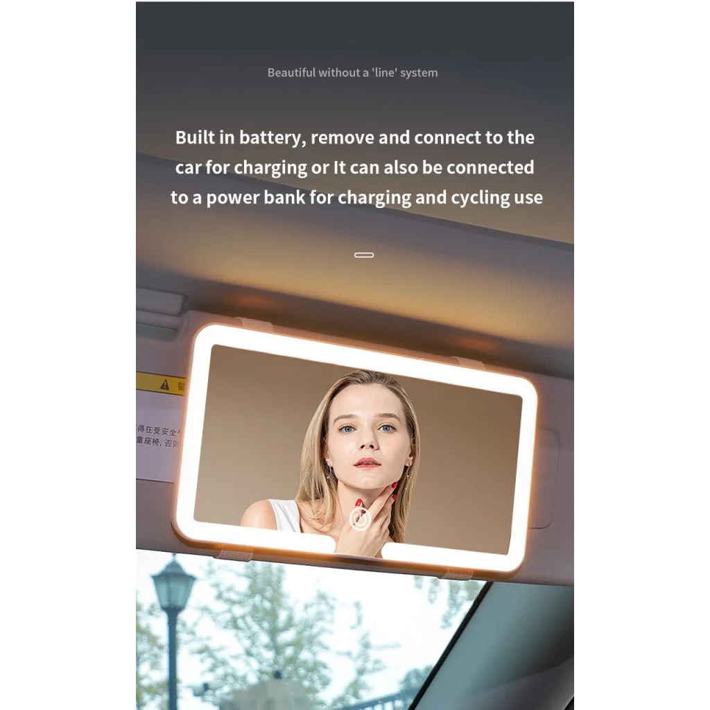 Black Single button Car Sun Visor Makeup Mirror with LED