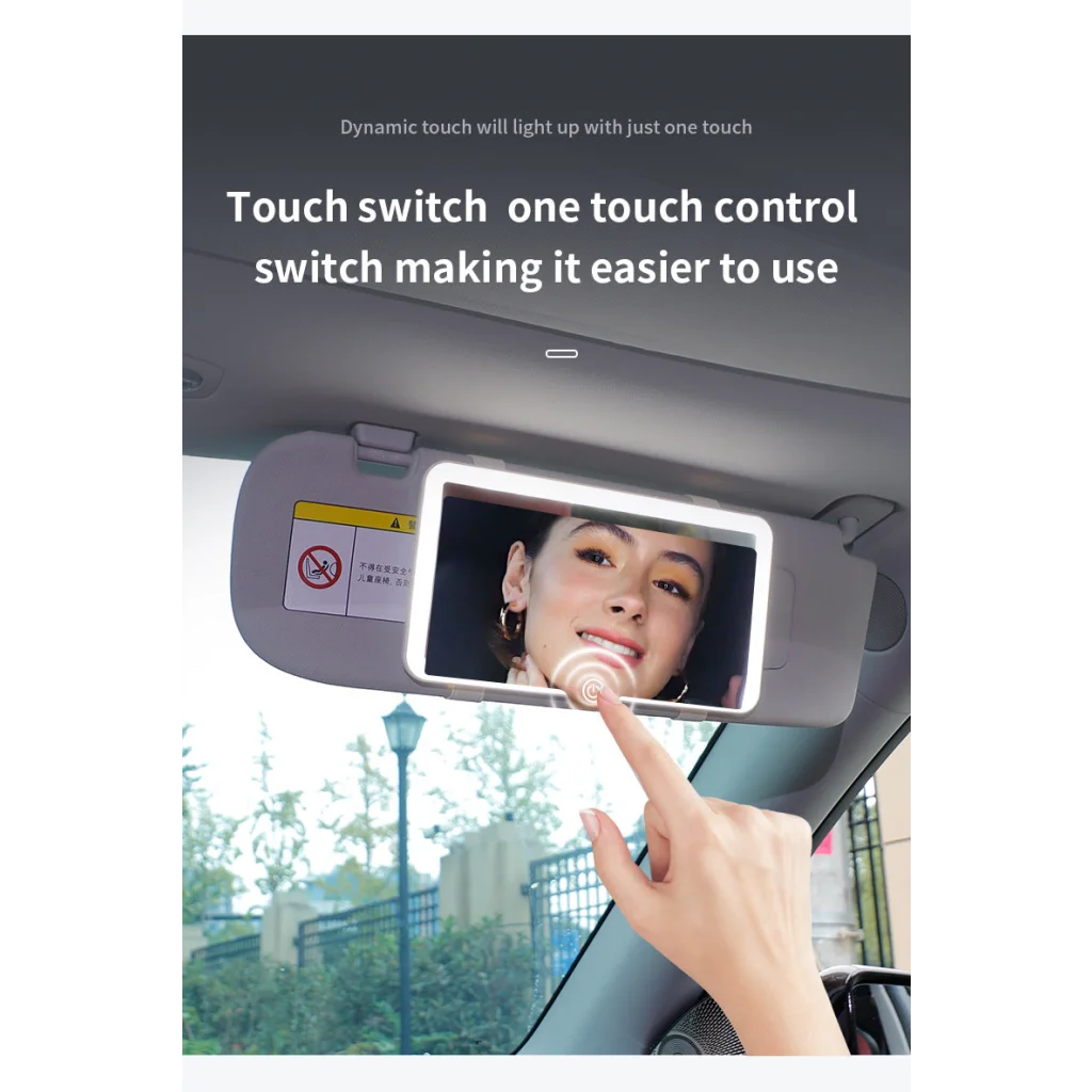 Black Single button Car Sun Visor Makeup Mirror with LED
