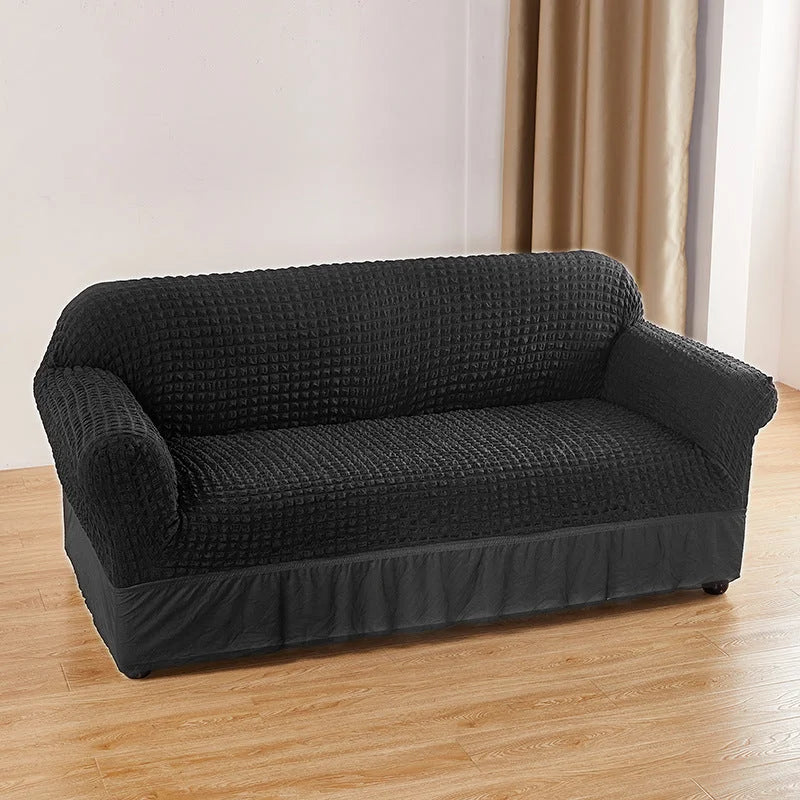 Black Single Sofa Bubble Gauze Sofa Cover with Skirt - Full