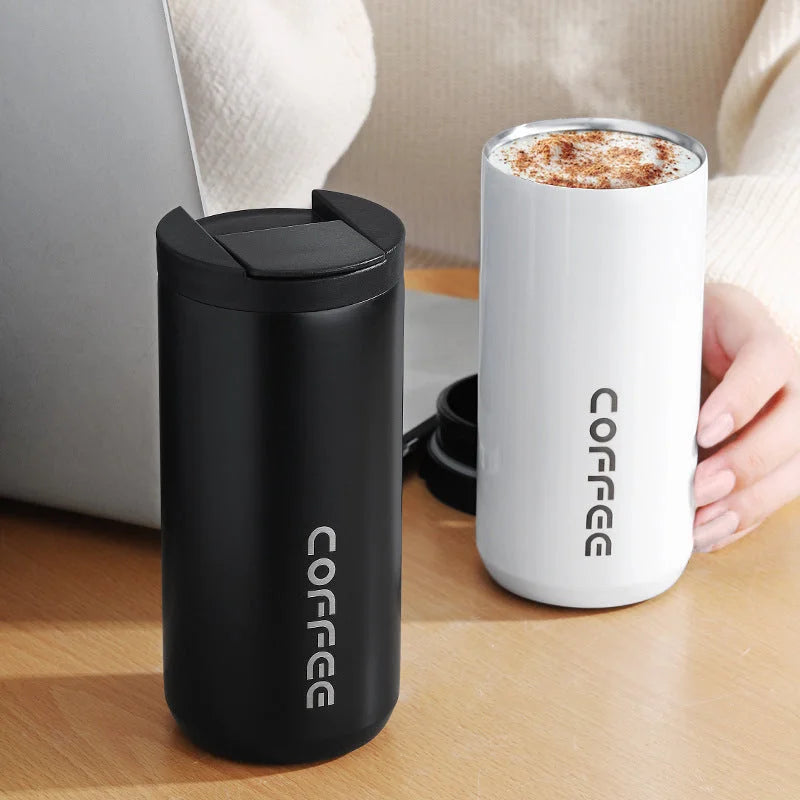 Black Sleek Insulated Stainless Steel Coffee Tumbler Set (400ml and 500ml)