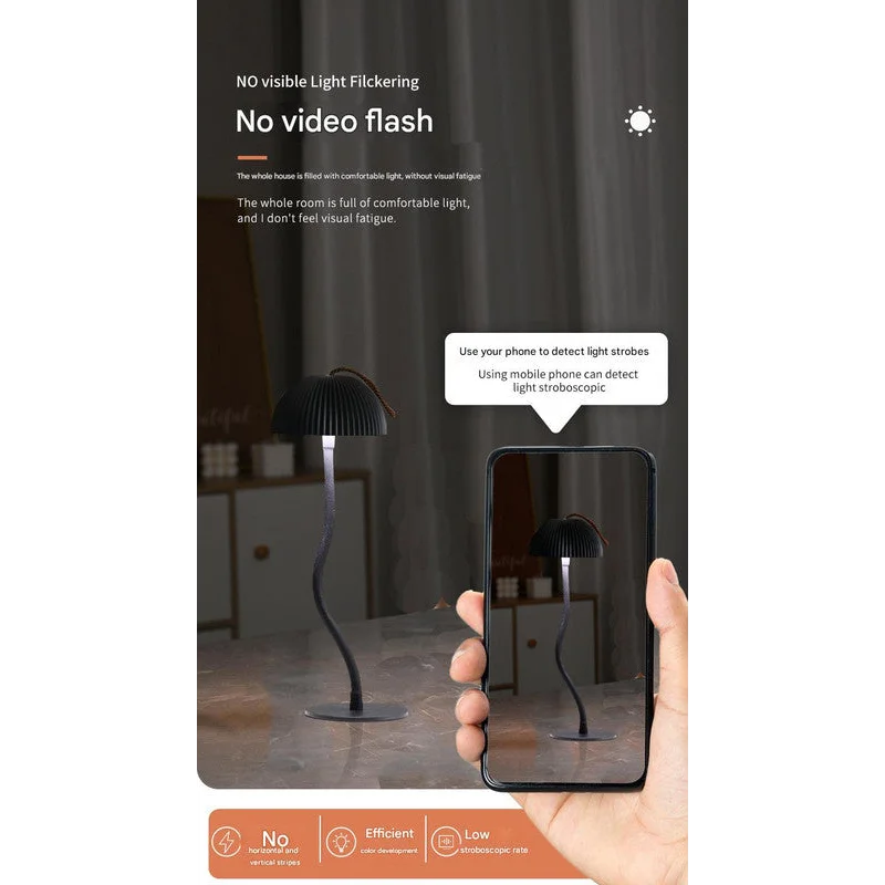 Black Sleek Minimalist LED Mushroom Table Lamp