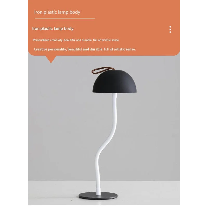 Black Sleek Minimalist LED Mushroom Table Lamp
