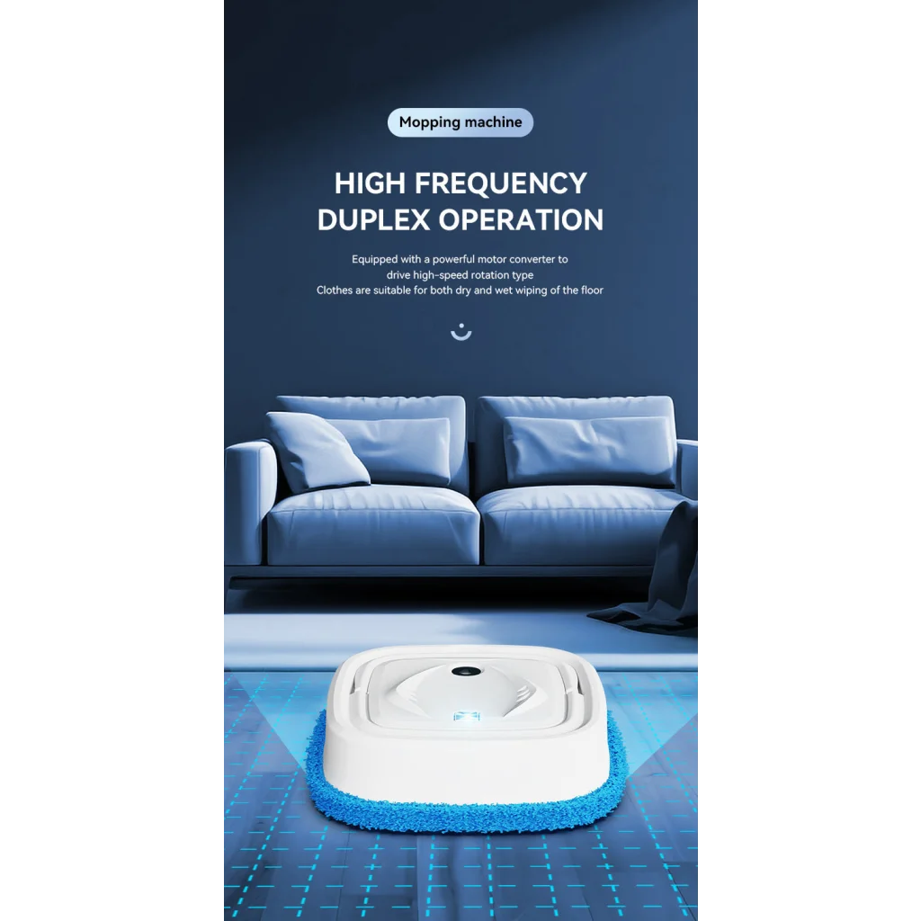 Black Smart Robotic Floor Mop with Humidifier Spray