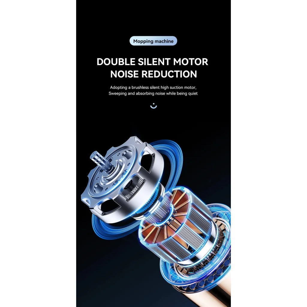 Black Smart Robotic Floor Mop with Humidifier Spray