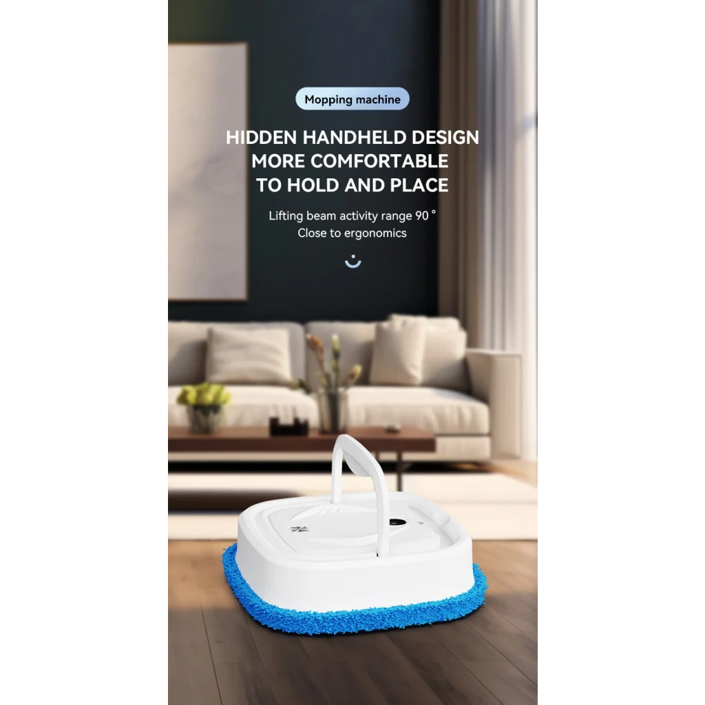 Black Smart Robotic Floor Mop with Humidifier Spray