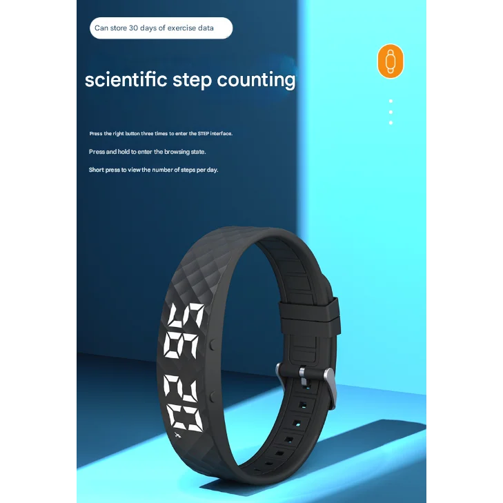 Black Smart Vibrating Alarm Watch - Digital Fitness Tracker