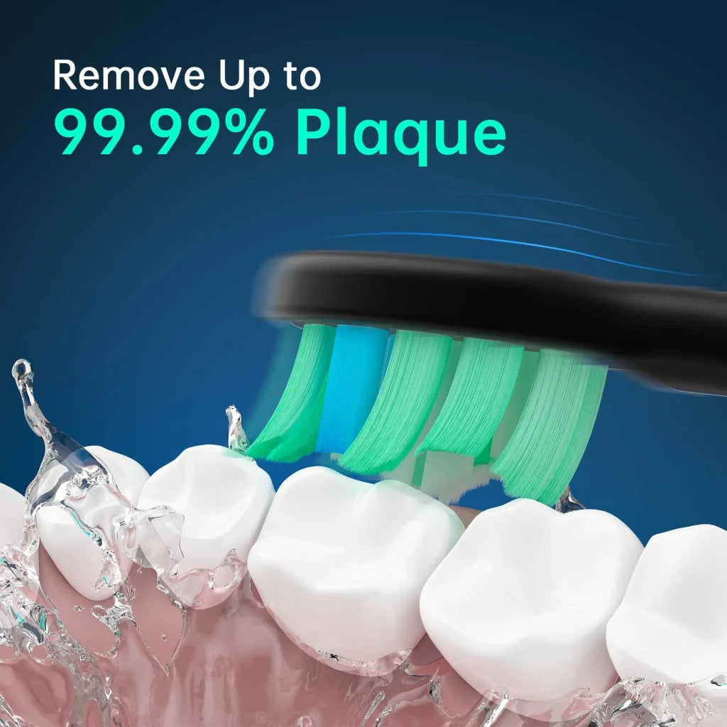 Black Sonic Rechargeable Electric Toothbrush with 8 Heads &