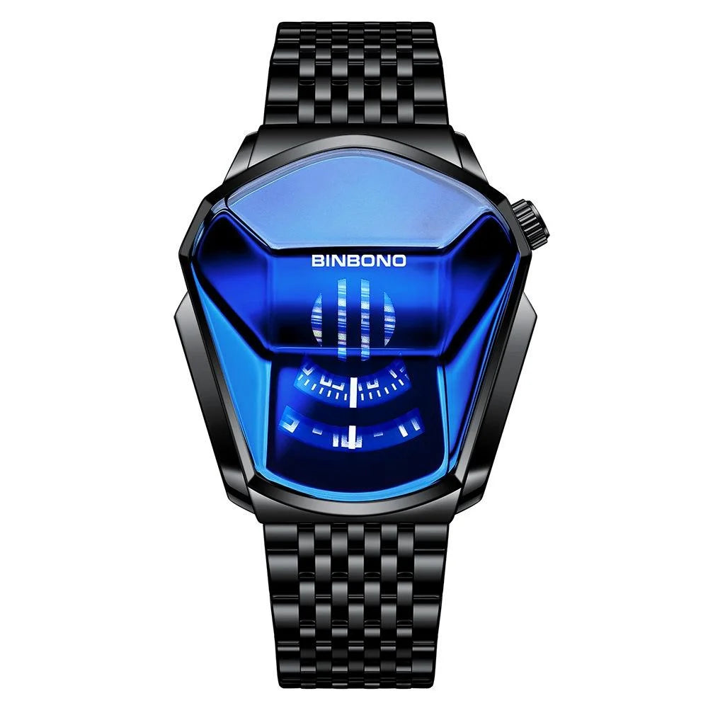Black Steel Belt Men Watch with Live Technology - Blue