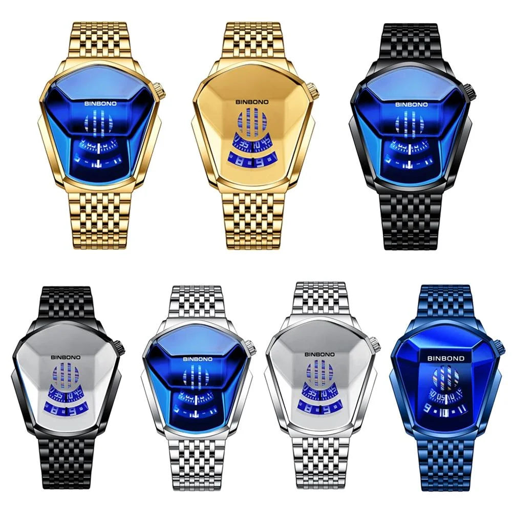Black Steel Belt Men Watch with Live Technology - Black