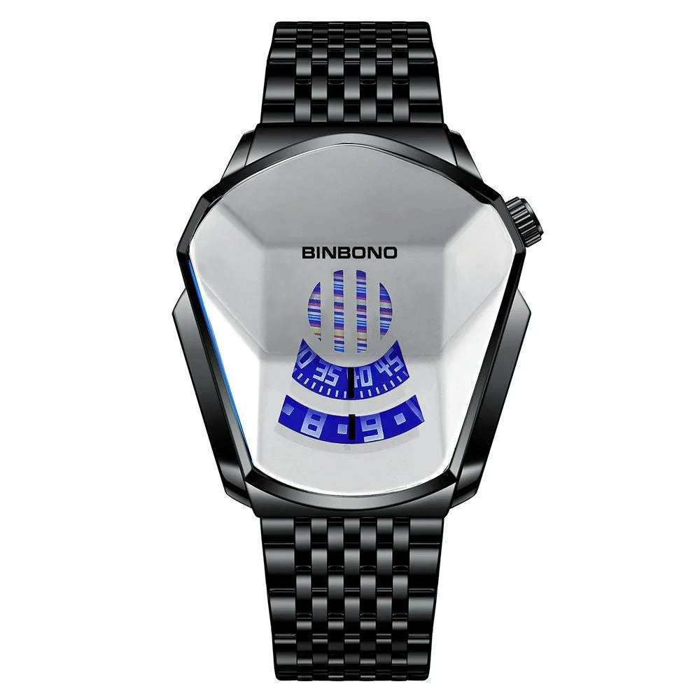Black Steel Belt Men Watch with Live Technology - Black