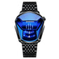 Black Steel Belt Men Watch with Live Technology - White