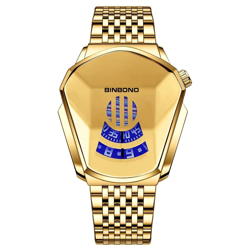 Black Steel Belt Men Watch with Live Technology - White