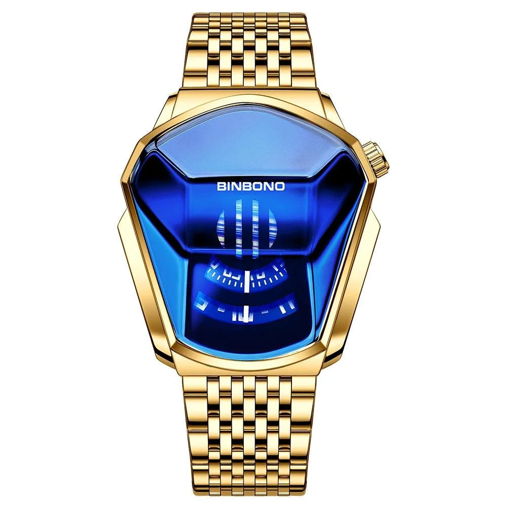 Black Steel Belt Men Watch with Live Technology - White