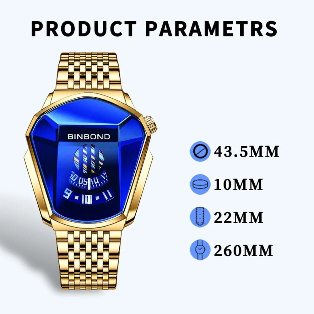 Black Steel Belt Men Watch with Live Technology - White