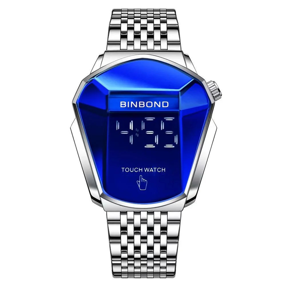 Black Steel Touch Screen Men Watch with Locomotive Concept