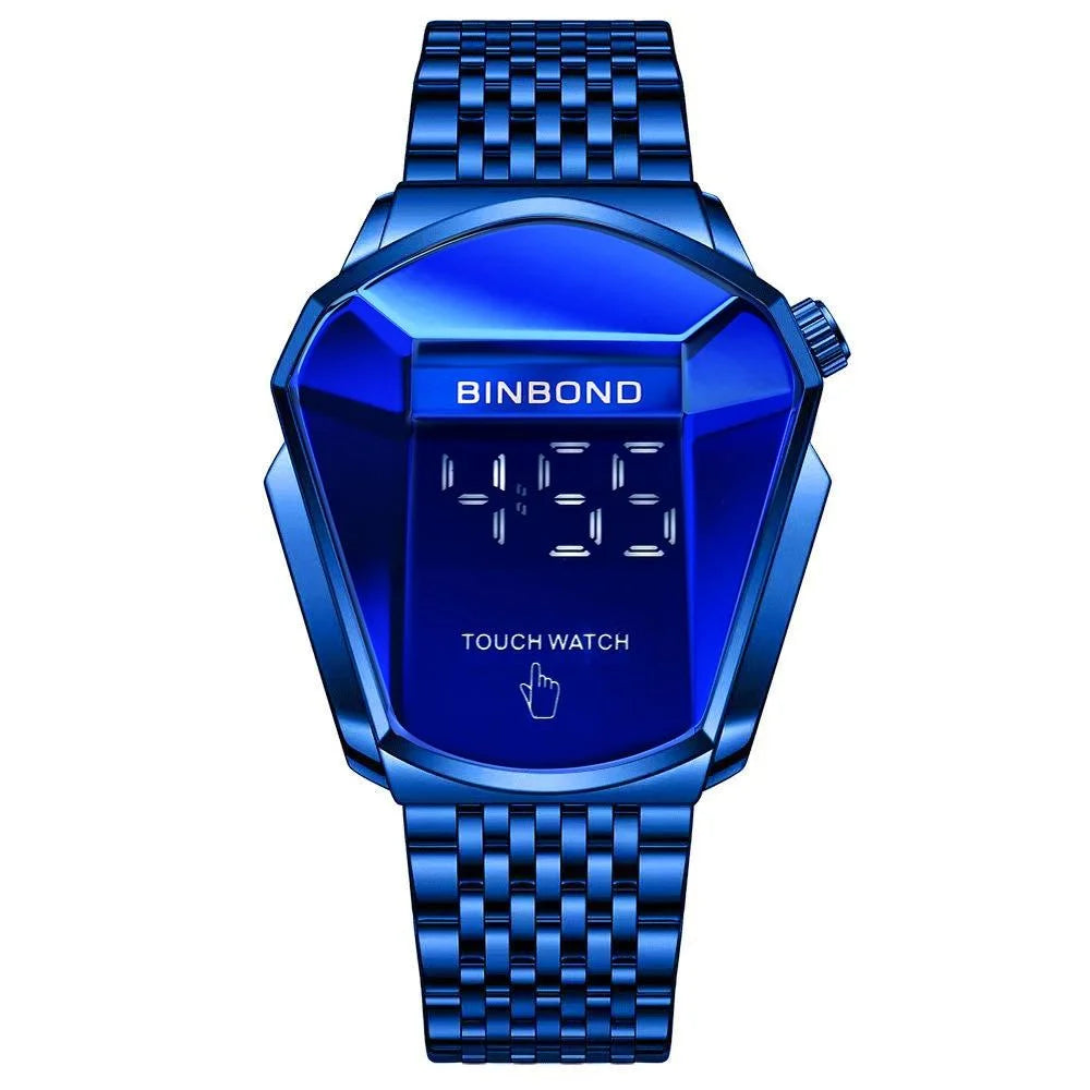 Black Steel Touch Screen Men Watch with Locomotive Concept