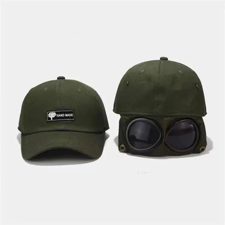 Black Stylish Aviator Goggle Baseball Cap - Unisex Outdoor