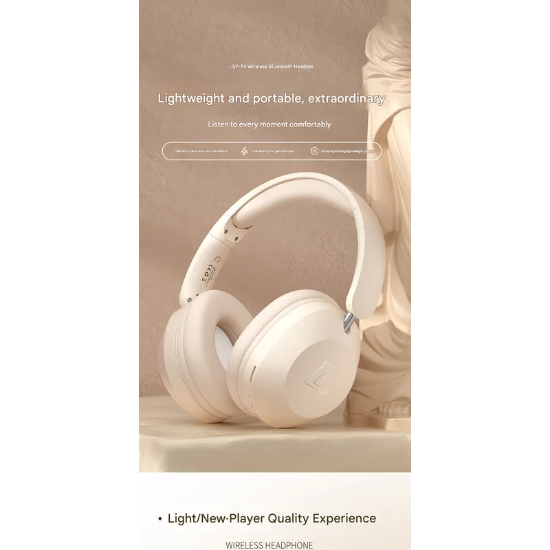 Black SY-T4 luetooth Music Headset - New Wireless Over-Ear