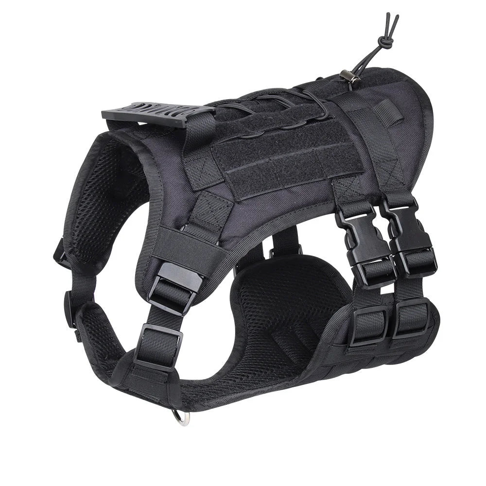 Black Tactical Dog Training Harness - Adjustable Vest