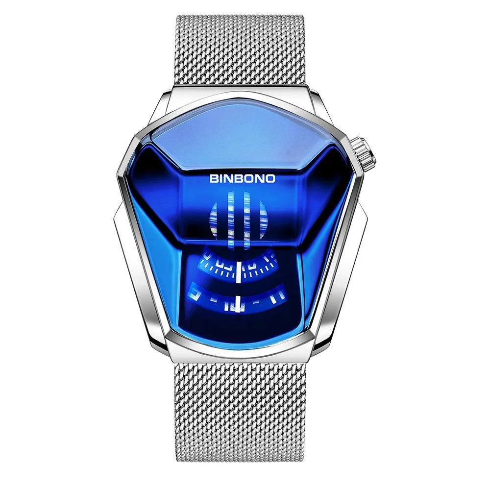 Black Technology Men Watch with Locomotive Concept - Gold