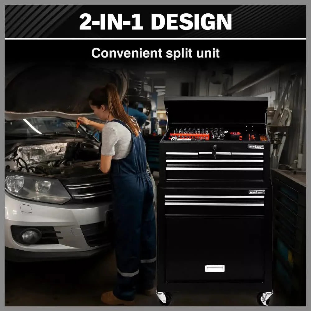 Black Tool Box 7 Drawer Chest Cabinet Trolley Toolbox