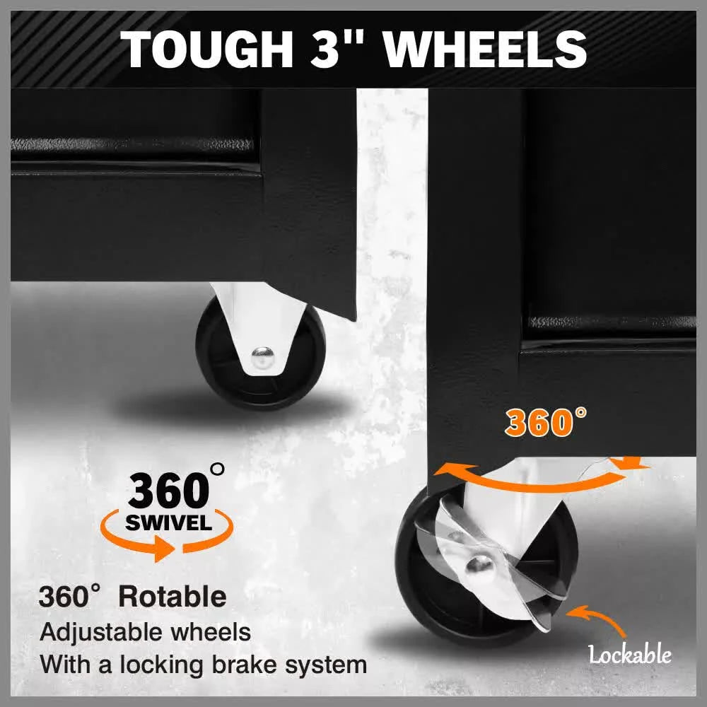 Black Tool Box 7 Drawer Chest Cabinet Trolley Toolbox