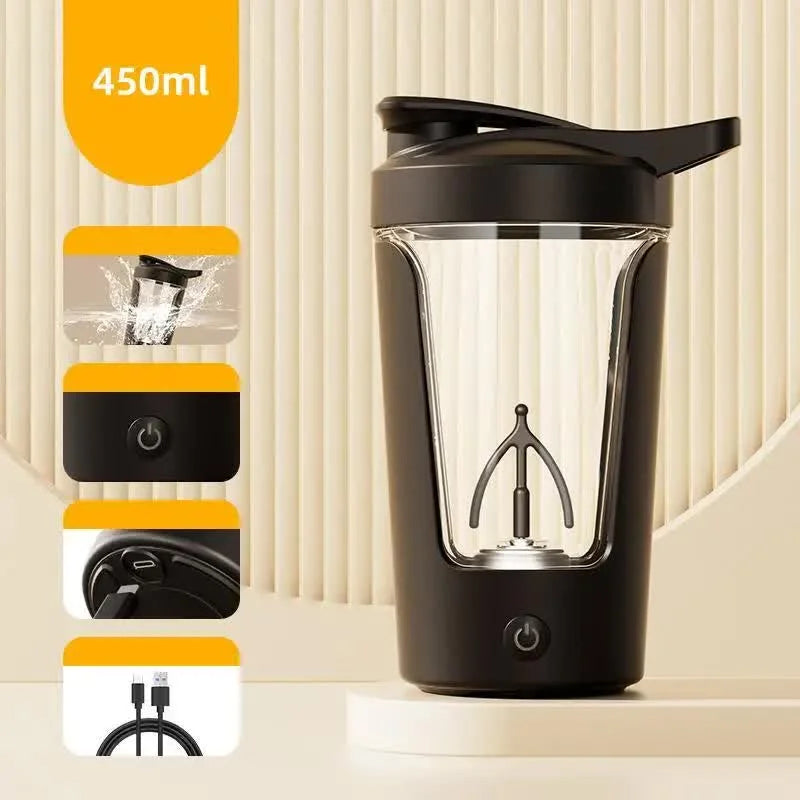 Black USB Rechargeable Automatic Stirring Cup Leak Proof