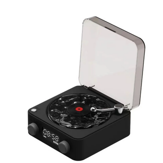 Black Waves Retro Bluetooth Speaker Clock with Ambient