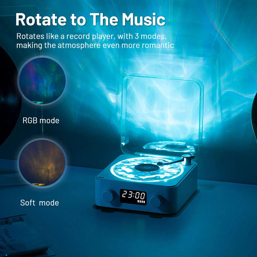 Black Waves Retro Bluetooth Speaker Clock with Ambient