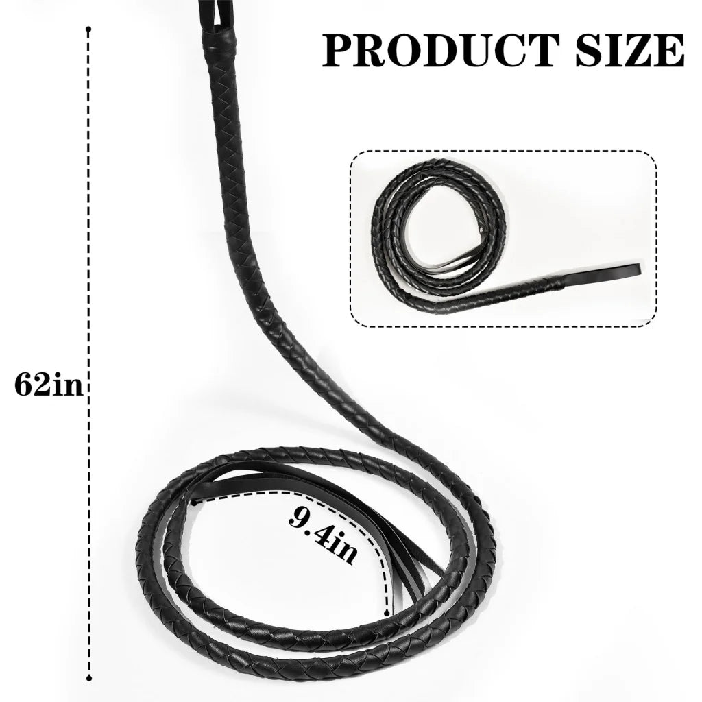 BLACK WHIP Faux Leather Costume Party 180cm Riding Cowboy