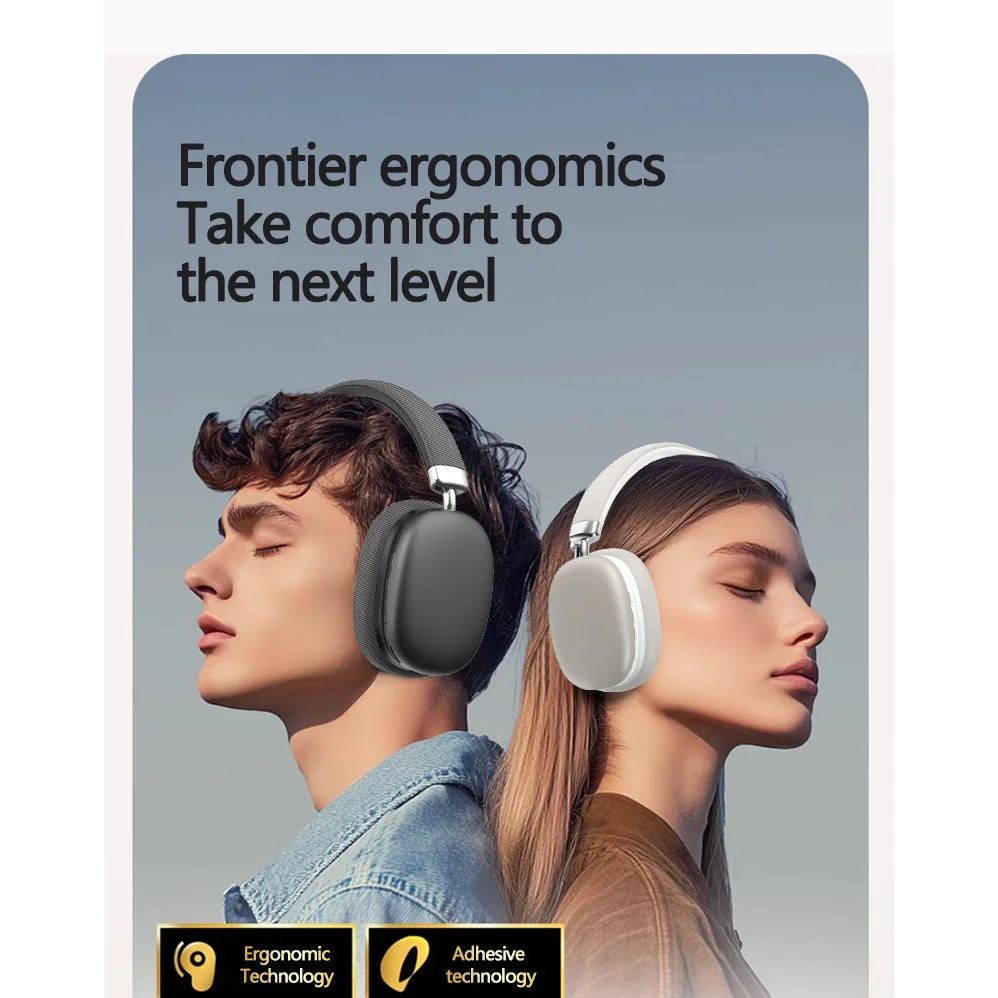 Black Wireless Bluetooth Headphones - Over-Ear Deep Bass