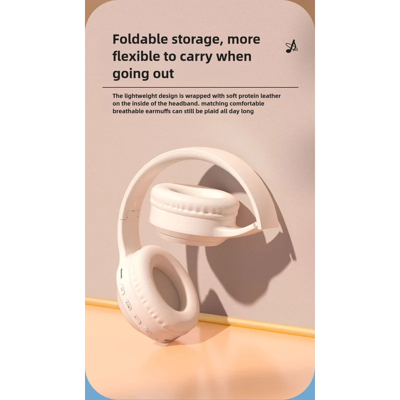 Black Wireless Headphones – 400mAh 16H Playtime SD Card &