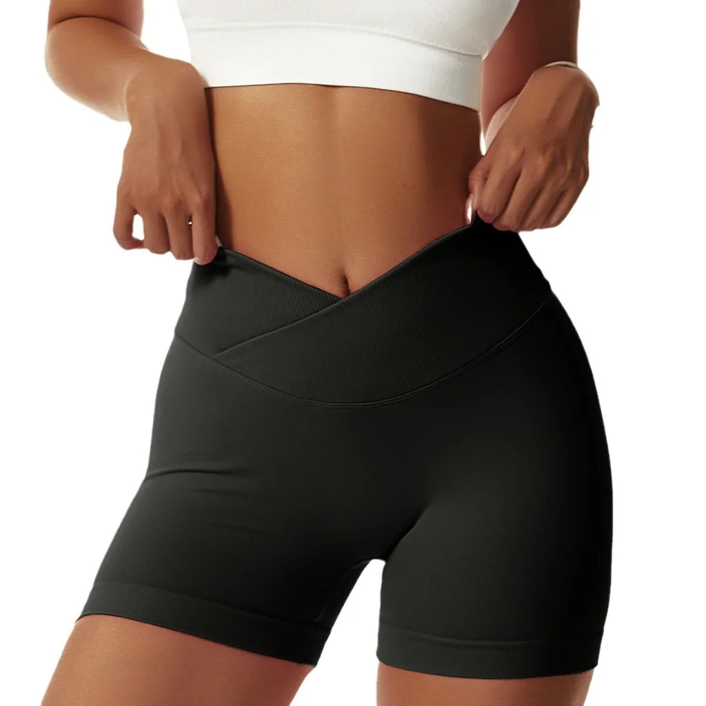Black Yoga Shorts - Seamless High Waist Tummy Control Size