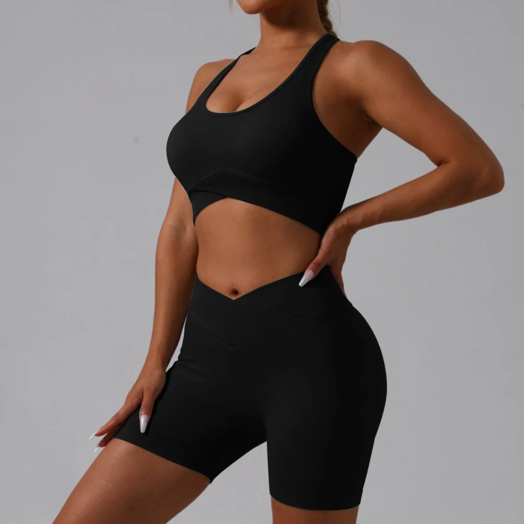 Black Yoga Shorts - Seamless High Waist Tummy Control Size