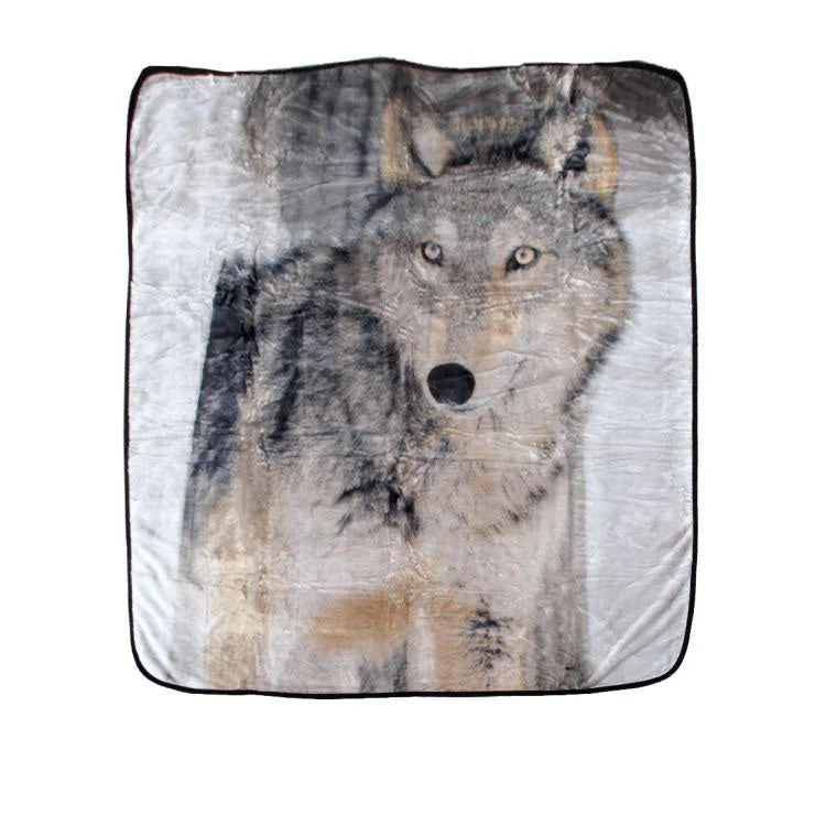 Blanket Faux Mink Soft 3D Animal Print Wild Wolf Queen