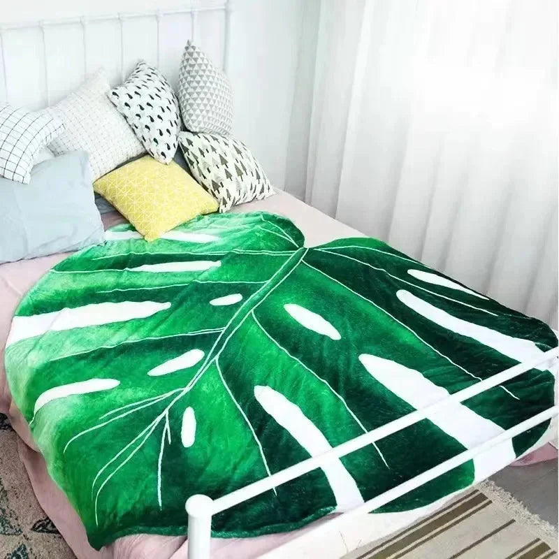 Blanket Green Leaf-Shaped Flannel - Home & Garden