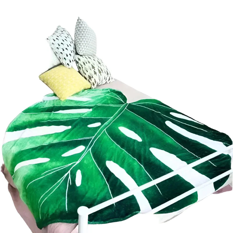 Blanket Green Leaf-Shaped Flannel - Home & Garden