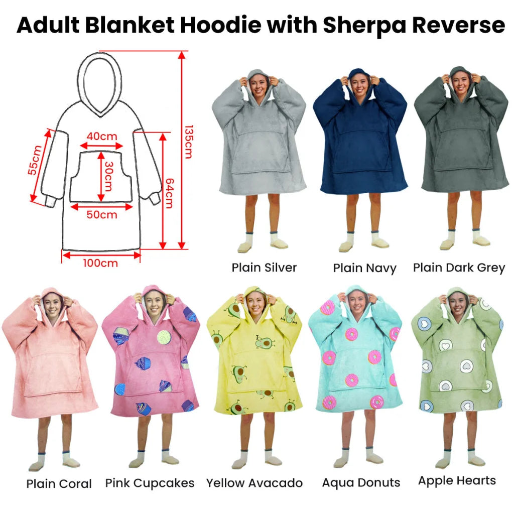 Blanket Hoodie with Sherpa Reverse Pink Cupcakes - Home &