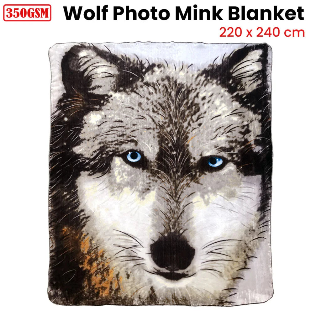 Blanket J Elliot Home 350gsm Wolf Photo Mink - Home & Garden