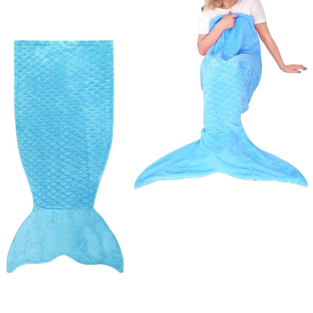 Blanket Mermaid Tail Blue Soft Throw - Home & Garden